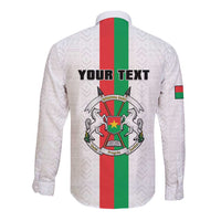 Personalized Burkina Faso Striped Long Sleeve Button Shirt African Mud Cloth Pattern - White - Wonder Print Shop