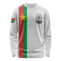 Personalized Burkina Faso Striped Long Sleeve Shirt African Mud Cloth Pattern - White - Wonder Print Shop