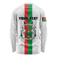 Personalized Burkina Faso Striped Long Sleeve Shirt African Mud Cloth Pattern - White - Wonder Print Shop