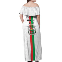 Personalized Burkina Faso Striped Off Shoulder Maxi Dress African Mud Cloth Pattern - White - Wonder Print Shop