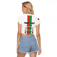 Personalized Burkina Faso Striped Raglan Cropped T Shirt African Mud Cloth Pattern - White - Wonder Print Shop