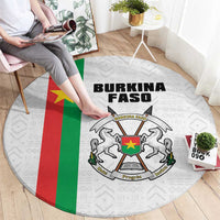 Burkina Faso Striped Round Carpet African Mud Cloth Pattern - White - Wonder Print Shop