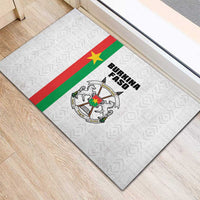 Burkina Faso Striped Rubber Doormat African Mud Cloth Pattern - White - Wonder Print Shop