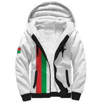 Personalized Burkina Faso Striped Sherpa Hoodie African Mud Cloth Pattern - White - Wonder Print Shop