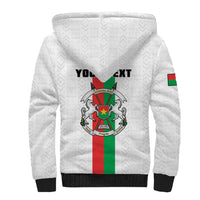 Personalized Burkina Faso Striped Sherpa Hoodie African Mud Cloth Pattern - White - Wonder Print Shop