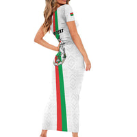 Personalized Burkina Faso Striped Short Sleeve Bodycon Dress African Mud Cloth Pattern - White - Wonder Print Shop