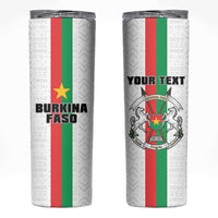 Personalized Burkina Faso Striped Skinny Tumbler African Mud Cloth Pattern - White - Wonder Print Shop
