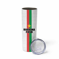 Personalized Burkina Faso Striped Skinny Tumbler African Mud Cloth Pattern - White - Wonder Print Shop