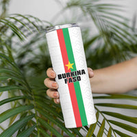 Personalized Burkina Faso Striped Skinny Tumbler African Mud Cloth Pattern - White - Wonder Print Shop