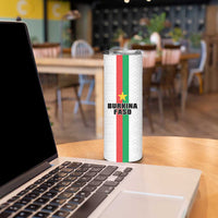 Personalized Burkina Faso Striped Skinny Tumbler African Mud Cloth Pattern - White - Wonder Print Shop