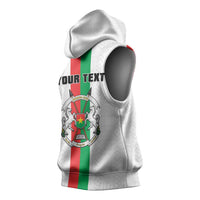 Personalized Burkina Faso Striped Sleeveless Hoodie African Mud Cloth Pattern - White - Wonder Print Shop