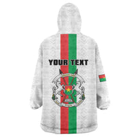 Personalized Burkina Faso Striped Wearable Blanket Hoodie African Mud Cloth Pattern - White - Wonder Print Shop