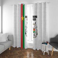 Burkina Faso Striped Window Curtain African Mud Cloth Pattern - White - Wonder Print Shop