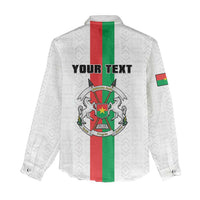 Personalized Burkina Faso Striped Women Casual Shirt African Mud Cloth Pattern - White - Wonder Print Shop