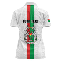 Personalized Burkina Faso Striped Women Polo Shirt African Mud Cloth Pattern - White - Wonder Print Shop