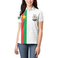 Personalized Burkina Faso Striped Women Polo Shirt African Mud Cloth Pattern - White - Wonder Print Shop