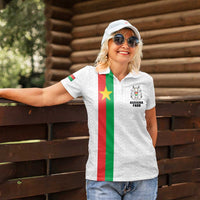 Personalized Burkina Faso Striped Women Polo Shirt African Mud Cloth Pattern - White - Wonder Print Shop