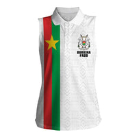 Personalized Burkina Faso Striped Women Sleeveless Polo Shirt African Mud Cloth Pattern - White - Wonder Print Shop