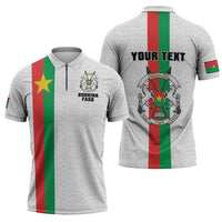 Personalized Burkina Faso Striped Zipper Polo Shirt African Mud Cloth Pattern - White - Wonder Print Shop