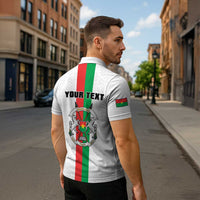 Personalized Burkina Faso Striped Zipper Polo Shirt African Mud Cloth Pattern - White - Wonder Print Shop