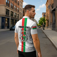 Personalized Burkina Faso Striped Zipper Polo Shirt African Mud Cloth Pattern - White - Wonder Print Shop