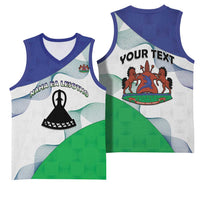 Personalized Lesotho Basketball Jersey Coat Of Arms With Kente Pattern - Wonder Print Shop