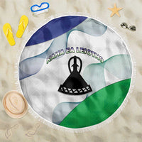 Lesotho Beach Blanket Coat Of Arms With Kente Pattern - Wonder Print Shop