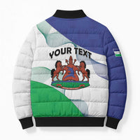 Personalized Lesotho Bomber Puffer Jacket Coat Of Arms With Kente Pattern - Wonder Print Shop