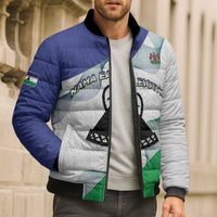 Personalized Lesotho Bomber Puffer Jacket Coat Of Arms With Kente Pattern - Wonder Print Shop