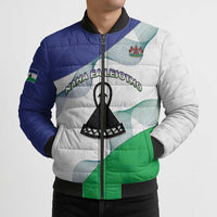 Personalized Lesotho Bomber Puffer Jacket Coat Of Arms With Kente Pattern - Wonder Print Shop