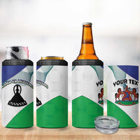 Personalized Lesotho 4 in 1 Can Cooler Tumbler Coat Of Arms With Kente Pattern - Wonder Print Shop