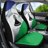 Lesotho Car Seat Cover Coat Of Arms With Kente Pattern - Wonder Print Shop