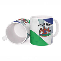 Personalized Lesotho Ceramic Mug Coat Of Arms With Kente Pattern - Wonder Print Shop