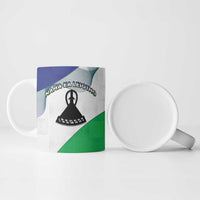 Personalized Lesotho Ceramic Mug Coat Of Arms With Kente Pattern - Wonder Print Shop
