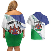 Personalized Lesotho Couples Matching Off Shoulder Short Dress and Hawaiian Shirt Coat Of Arms With Kente Pattern - Wonder Print Shop