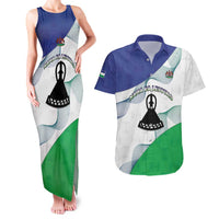 Personalized Lesotho Couples Matching Tank Maxi Dress and Hawaiian Shirt Coat Of Arms With Kente Pattern - Wonder Print Shop