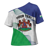 Personalized Lesotho Cross Shoulder Shirt Coat Of Arms With Kente Pattern - Wonder Print Shop