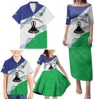 Personalized Lesotho Family Matching Puletasi and Hawaiian Shirt Coat Of Arms With Kente Pattern - Wonder Print Shop