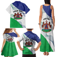 Personalized Lesotho Family Matching Tank Maxi Dress and Hawaiian Shirt Coat Of Arms With Kente Pattern - Wonder Print Shop
