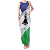 Personalized Lesotho Family Matching Tank Maxi Dress and Hawaiian Shirt Coat Of Arms With Kente Pattern - Wonder Print Shop