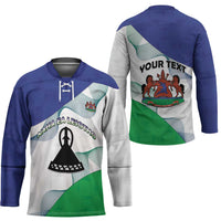 Personalized Lesotho Hockey Jersey Coat Of Arms With Kente Pattern - Wonder Print Shop