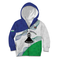 Personalized Lesotho Kid Hoodie Coat Of Arms With Kente Pattern - Wonder Print Shop