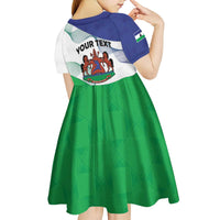 Personalized Lesotho Kid Short Sleeve Dress Coat Of Arms With Kente Pattern - Wonder Print Shop
