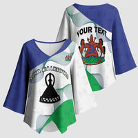 Personalized Lesotho Kimono Sleeve Blouse Coat Of Arms With Kente Pattern - Wonder Print Shop