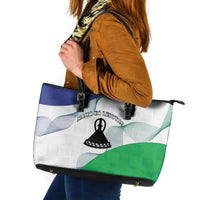 Lesotho Leather Tote Bag Coat Of Arms With Kente Pattern - Wonder Print Shop