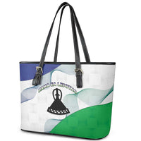Lesotho Leather Tote Bag Coat Of Arms With Kente Pattern - Wonder Print Shop