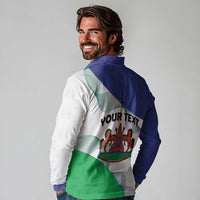 Personalized Lesotho Long Sleeve Polo Shirt Coat Of Arms With Kente Pattern - Wonder Print Shop