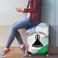 Lesotho Luggage Cover Coat Of Arms With Kente Pattern - Wonder Print Shop