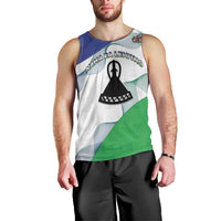 Personalized Lesotho Men Tank Top Coat Of Arms With Kente Pattern - Wonder Print Shop