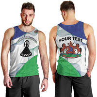 Personalized Lesotho Men Tank Top Coat Of Arms With Kente Pattern - Wonder Print Shop